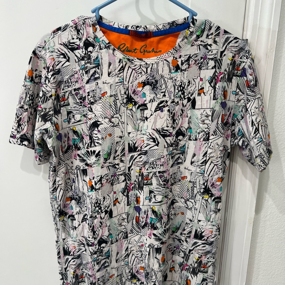 Robert Graham Abstract Graphic Print T-Shirt | Men’s XS | Designer Tee
